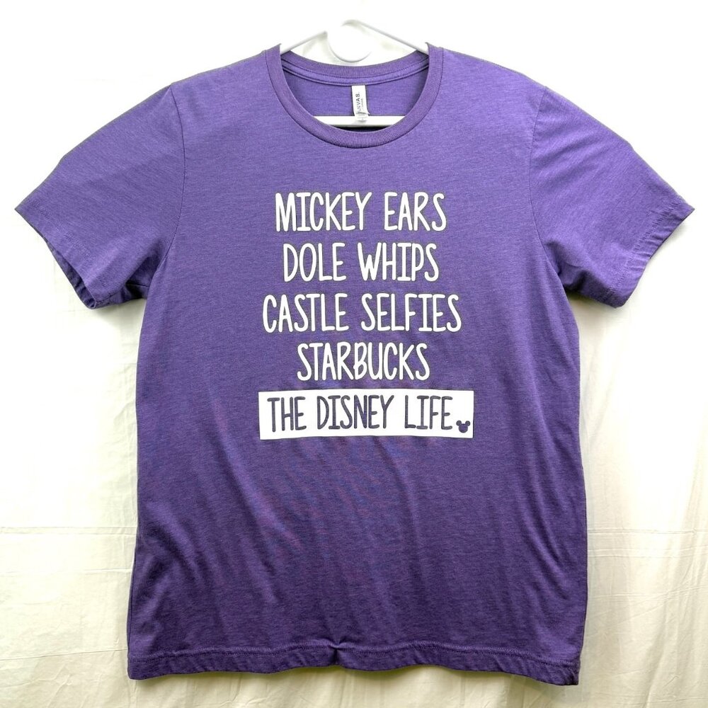 Mickey Ears Dole Whips Starbucks Disney Life Tee Unisex L Purple Bella+Canvas